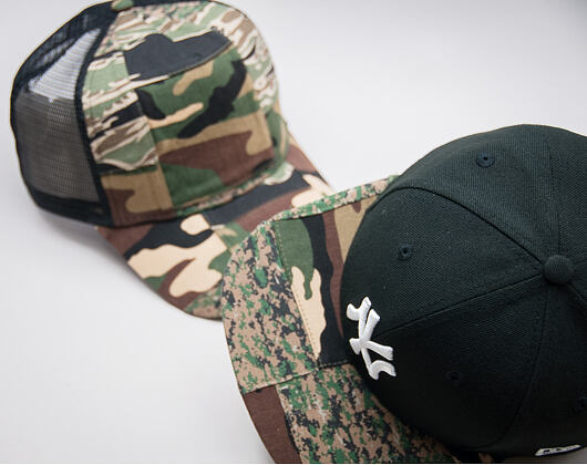 New Era Patchwork Camo Trucker 9FORTY Woodland Camo Snapback Cap