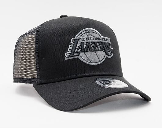 New Era 9FORTY Trucker NBA Black on Black Team Logo Los Angeles Lakers Snapback Cap