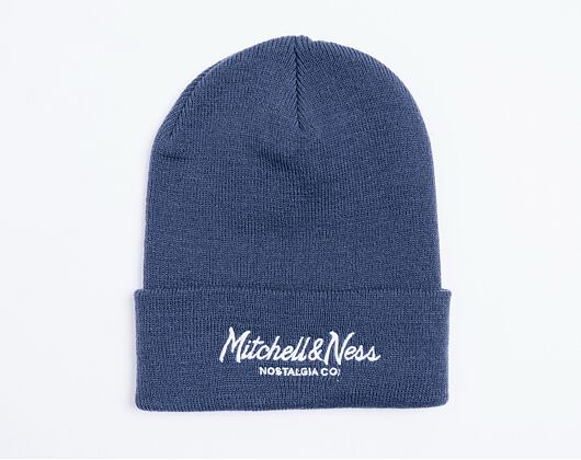 Mitchell & Ness Branded Pinscript Cuff Knit Navy Winter Beanie