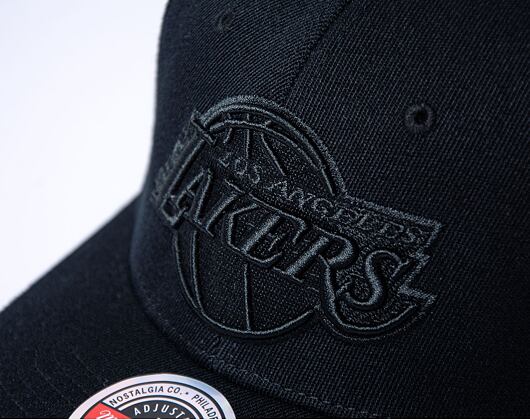 Mitchell & Ness Blk/Blk Logo Classic Red Los Angeles Lakers Black Cap