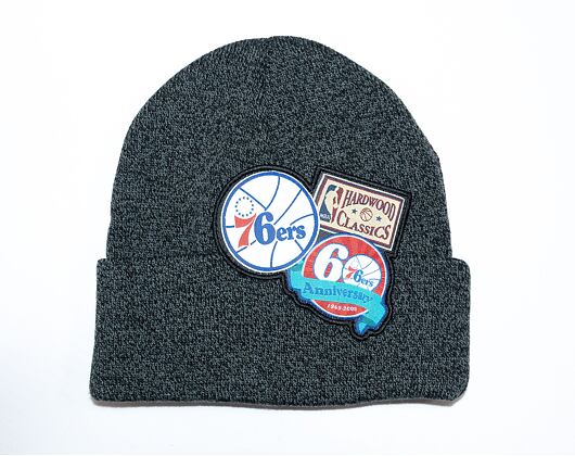 Mitchell & Ness XL LOGO PATCH KNIT HWC Philadelphia 76Ers Black Winter Beanie