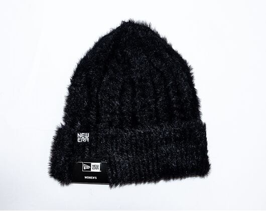 New Era Womens Fluffy Beanie Black/White