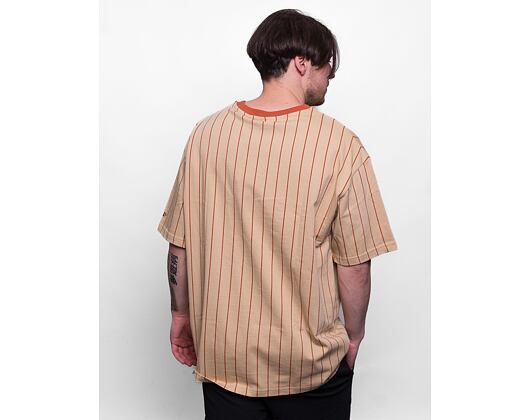 New Era Pinstripe Oversized Tee Oat Milk / Redwood T-Shirt