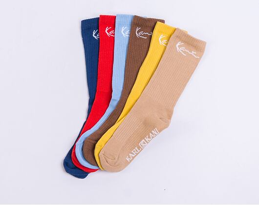 Ponožky Karl Kani Signature 6-Pack Socks red/light/blue/sand