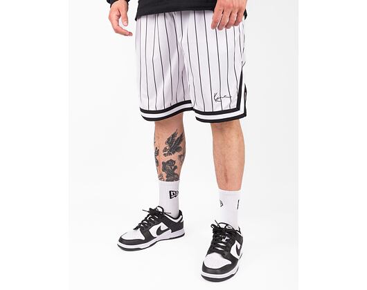 Karl Kani Small Signature Pinstripe Mesh Shorts white/black