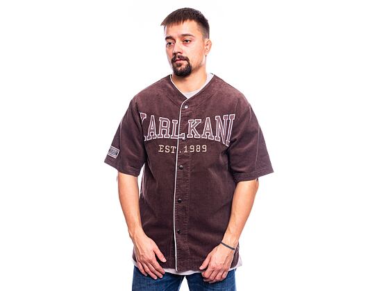 Dres Karl Kani Woven Retro Corduroy Baseball Shirt brown