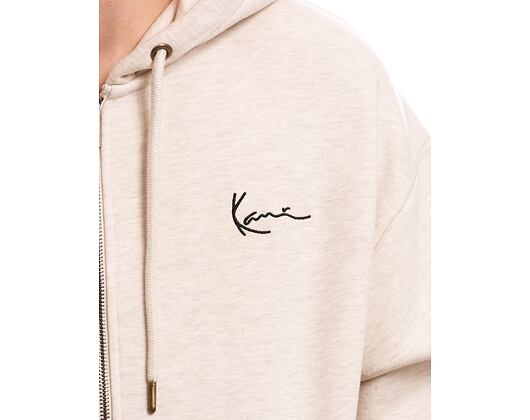 Mikina Karl Kani Chest Signature Os Full Zip Diner Hoodie vanilla melange