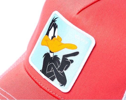 Kšiltovka Capslab Looney Tunes Trucker - Curious Daffy Duck - Coral Red / White