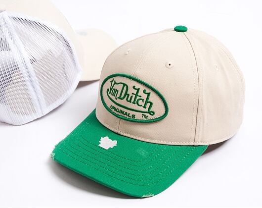 Kšiltovka Von Dutch Db Denver - Cotton Twill Dadcap - Cream/Green