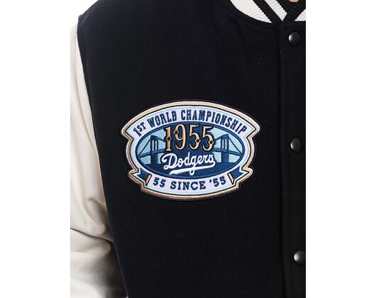 Bunda New Era - Patch Varsity Jacket - LA Dodgers - Black / White