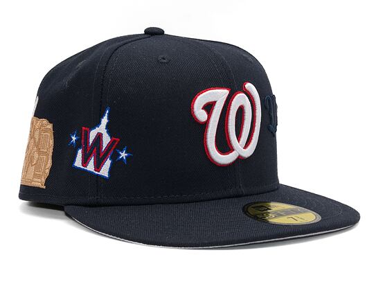 New Era 59FIFTY MLB Script 5 Washington Nationals Navy / Optic White Cap