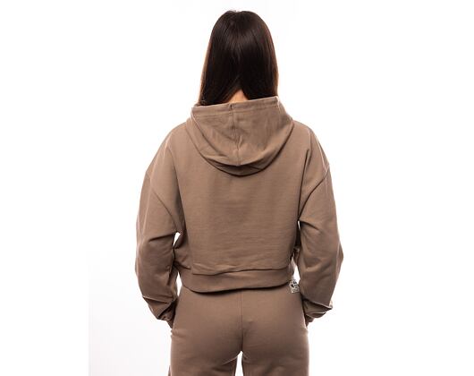 Dámská mikina New Era Arch Wordmark Crop Hoody Ash Brown / White