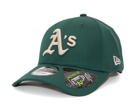 Kšiltovka New Era 9FORTY MLB Repreve Oakland Athletics Dark Green / Stone