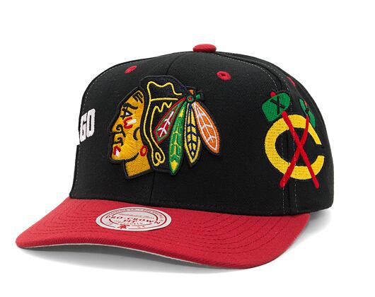 Kšiltovka Mitchell & Ness Overbite Pro Snapback Chicago Blackhawks Black