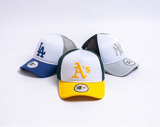 Kšiltovka New Era 9FORTY A-Frame Trucker MLB Logo Trucker Oakland Athletics - Gold / Dark Green