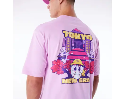 Triko New Era - Location Graphic Oversized Tee - Pastel Pink / White