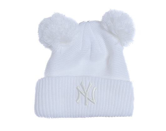 Dámský Kulich New Era - Knit Medium MLB Womens Double Pom Beanie - NY Yankees - White