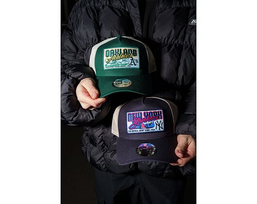 Kšiltovka New Era - MLB City Patch 9FORTY Trucker - Oakland Athletics - Dark Green