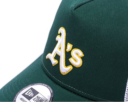 Kšiltovka New Era 9FORTY A-Frame Trucker MLB Team Script Oakland Athletics Dark Green / White