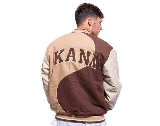 Bunda Karl Kani Retro Patch Wavy Block College Jacket brown/sand/off whit