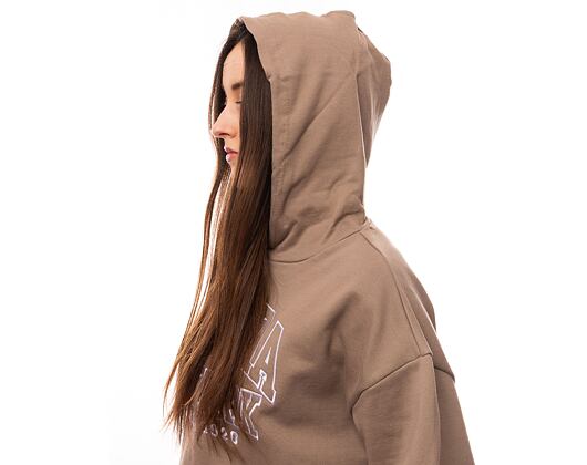 Dámská mikina New Era Arch Wordmark Crop Hoody Ash Brown / White