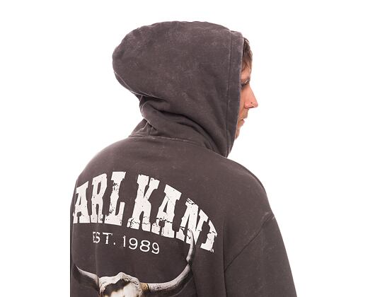 Mikina Karl Kani Chest Signature Os Washed Full Zip Skull Hoodie anthracite