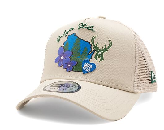 Kšiltovka New Era 9FORTY A-Frame Trucker NBA Milwaukee Bucks - Stone