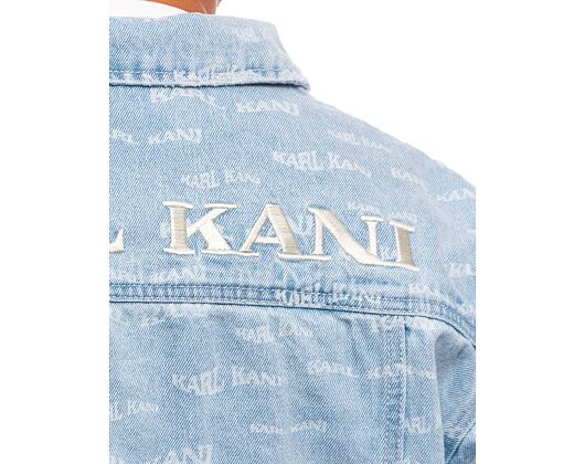 Bunda Karl Kani OG Denim Wavy Print Trucker Jacket bleached blue