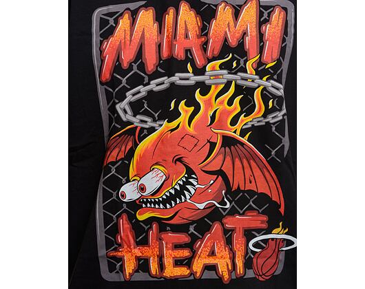 Triko New Era - Graphic Drop Shoulder Tee - Miami Heat - Black / Pinot Red