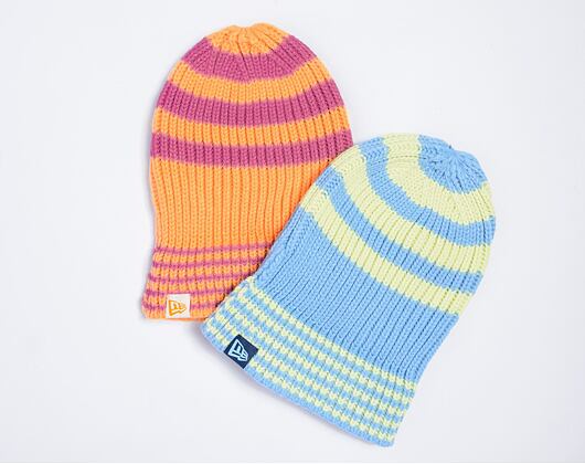 Kulich New Era - Medium Knit Stripe Beanie - Pastel Blue / Neon Yellow