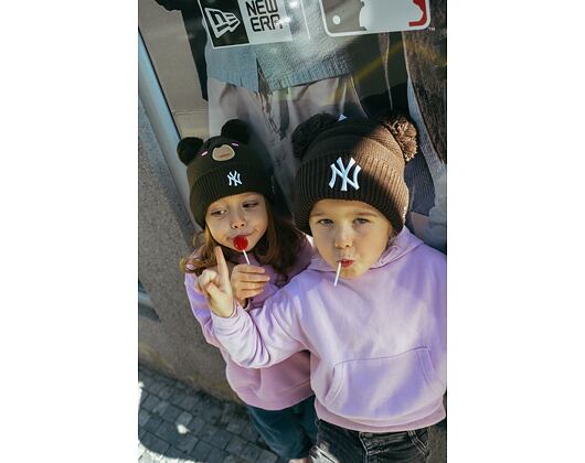 Dámský Kulich New Era - Knit Medium MLB Womens Double Pom Beanie - NY Yankees - Dark Brown / White