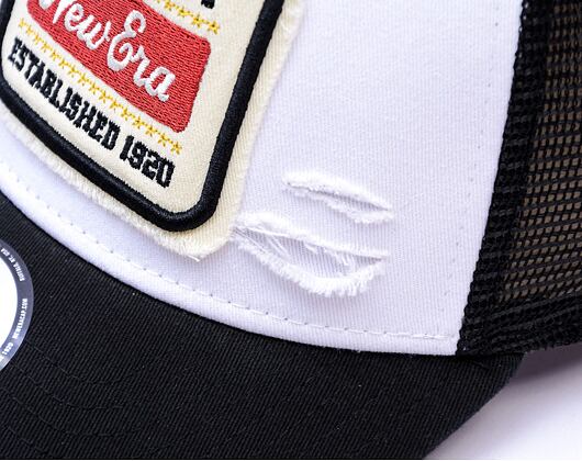 Kšiltovka New Era - Patch Distress 9FORTY Trucker - White / Black