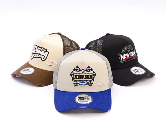 Kšiltovka New Era - Motosport 9FORTY Trucker - Cream / Light Royal