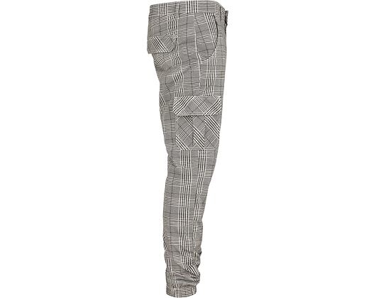 Urban Classics TB3138 AOP Glencheck Cargo Jog Pants White/Black