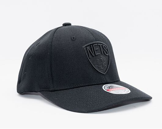 Mitchell & Ness Blk/Blk Logo Classic Red Brooklyn Nets Black Cap