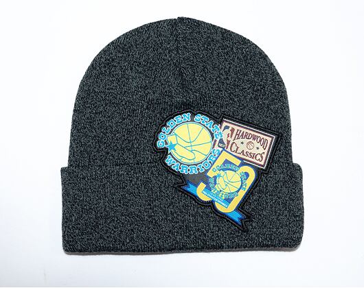 Mitchell & Ness XL LOGO PATCH KNIT HWC Golden State Warriors Black Winter Beanie