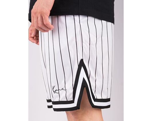 Karl Kani Small Signature Pinstripe Mesh Shorts white/black