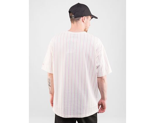 Triko New Era Pinstripe Oversized Tee Branded Off White / Wild Rose Pink