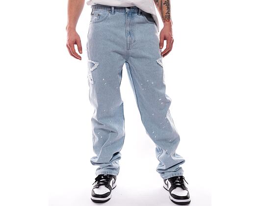 Džíny Karl Kani OG Baggy Five Pocket Paintsplatter Denim Bleached blue/white