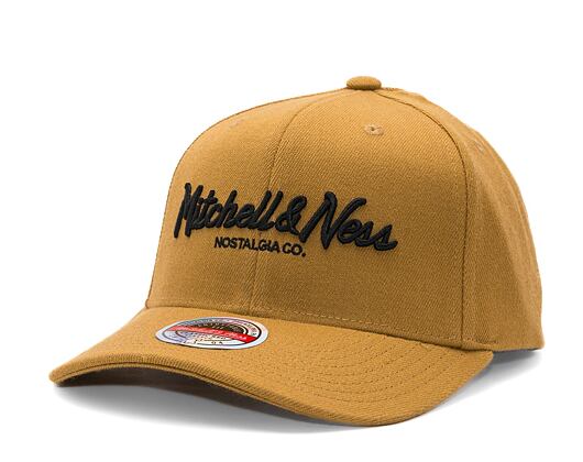 Mitchell & Ness Pinscript Redline Snapback Branded Tan Cap