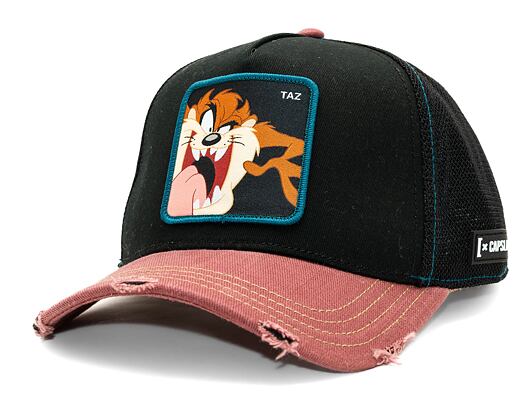 Kšiltovka Capslab Looney Tunes Trucker - Distressed Taz - Black / Sand / Red