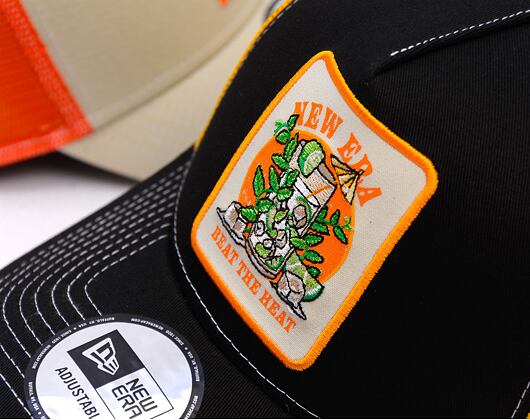 Kšiltovka New Era - Summer Patch 9FORTY Trucker - Black / Grilled Yellow