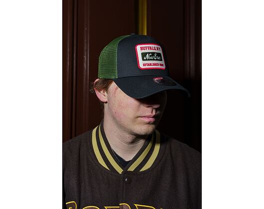 Kšiltovka New Era - Buffalo Patch 9FORTY Trucker - Black / New Olive