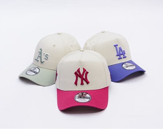 Kšiltovka New Era - MLB Cream & Patch 9FORTY A-Frame - NY Yankees - Cream / Burgundy