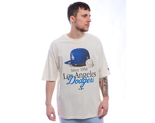 Triko New Era - MLB Script Graphic Tee - LA Dodgers - Off White