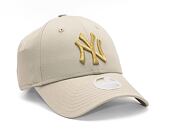 Dámská Kšiltovka New Era 9FORTY Womens Metallic Logo New York Yankees Stone / Gold