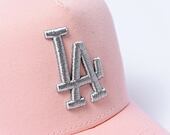 Dámská kšiltovka New Era - 9FORTY Trucker Metallic - LA Dodgers - Pink Lemonade / Silver