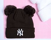 Dámský Kulich New Era - Knit Medium MLB Womens Double Pom Beanie - NY Yankees - Dark Brown / White