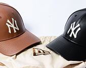 Kšiltovka New Era - 9FORTY Leather - NY Yankees - Black / Off White