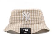 New Era MLB Womens Gingham Tapered Bucket New York Yankees Stone Hat